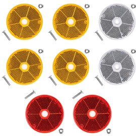 8 Pack Orange White and Red Round Reflectors Diameter 60mm Diameter E-marked Includes M5 Bolts + Nuts Safety Reflector for Trailer Cat's Eye Right Left