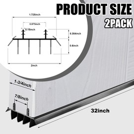 Pushglossy 2 Pcs Door Bottom Seal with Vinyl Fins Threshold Strip, Black