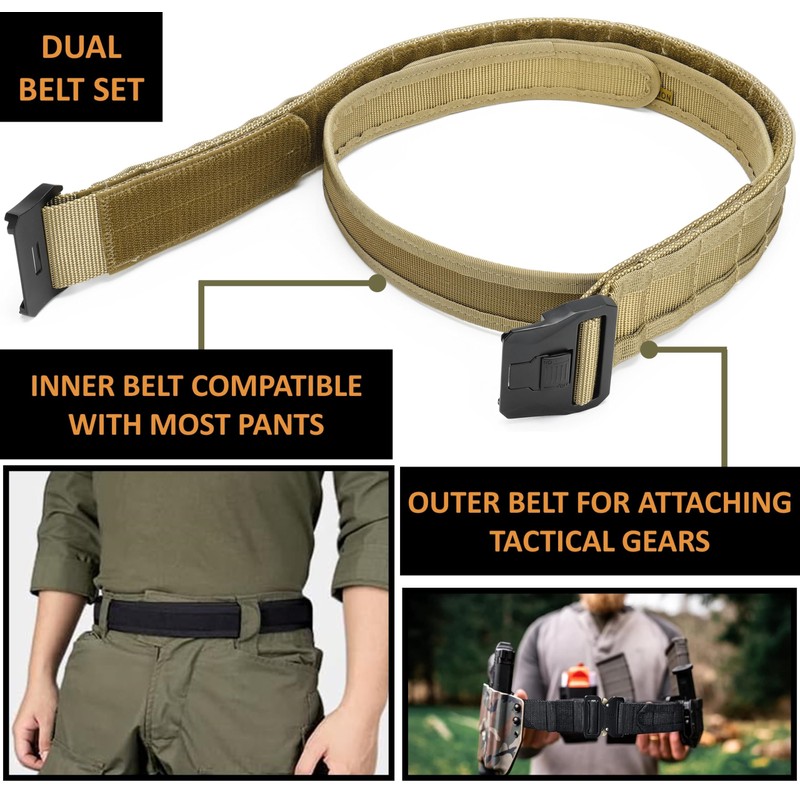JIPIMON Battle Molle Belt Military Grade, Newly Upgrade Quick Release
