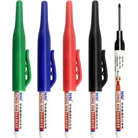 Long Head Deep Hole Marker, 20mm/30mm/45mm head deep hole marker 2025 Upgrade, Permanent, Quick-dry, Waterproof Long Nib, Colorful Carpenter Deep Reach Markers, 4 Color Set (32MM LONG HEAD)
