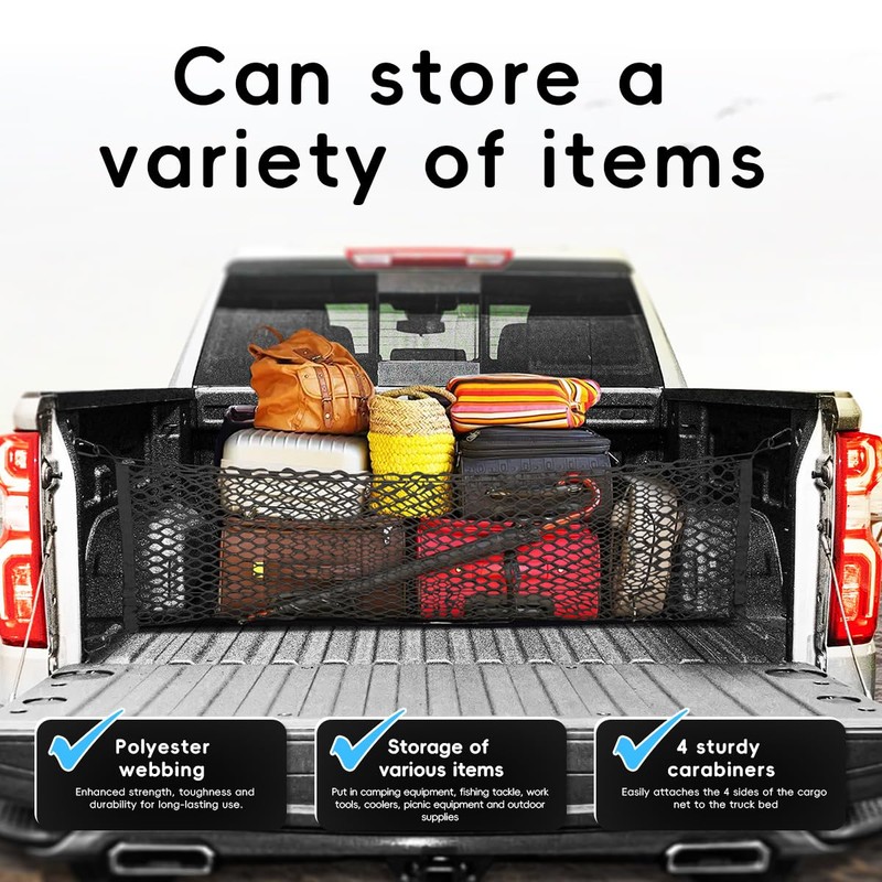 MARCHFA Truck Bed Cargo Net Compatible for 2013-2021 2022 2023