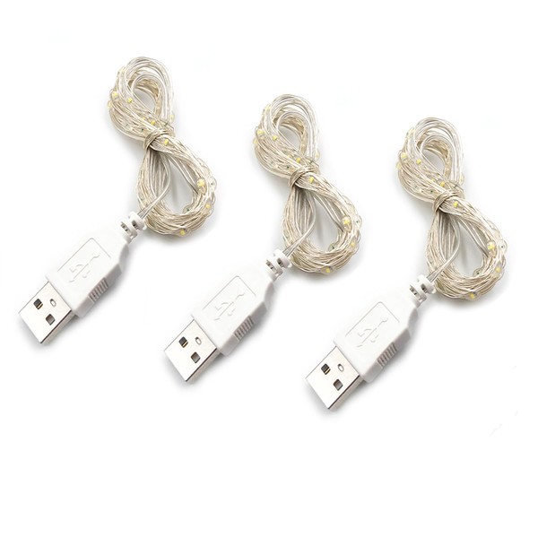 BQZYX+ - Paquete de 3 luces de hadas USB alimentadas