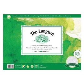 Daler-Rowney The Langton Watercolour Paper, Cold Pressed, 300 gsm, 140lb, Pad, Glued 4 Sides, 14 x 10in - 35.6 x 25.4 cm, Natural White, 12 Sheets