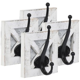 Autumn Alley Farmhouse Bathroom Decor White Hooks, Towel Hook, Coat Hooks, and Robe Hooks for Bathroom Farmhouse Wall Decor, Wall Mounted, Rustic Wall Decor Hooks, 4 Pack, White