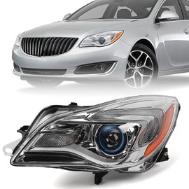 FIONE Headlights Assembly Compatible with Buick Regal Sedan 2014-2017 Halogen Projector Headlight Chrome Replacement Left Driver Side 13409902 GM2502413