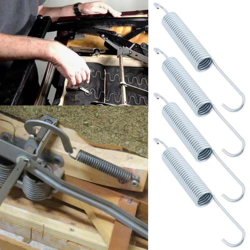 Briny River 4pcs 115x14x1.9mm Recliner Springs Galvanized Steel Dual Hook