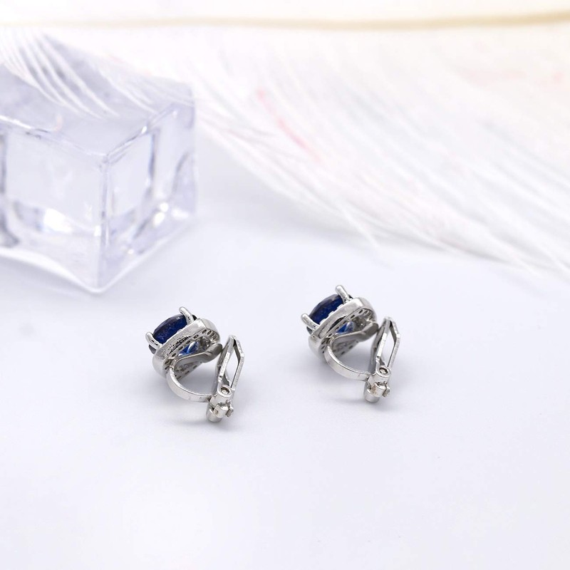YOQUCOL 7MM Dark Blue Cubic Zirconia Crystal Clip On Square