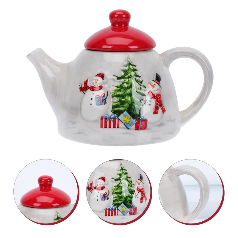 Housoutil Christmas Tree Teapot, Christmas Teapot with Handle, Ceramic Christmas