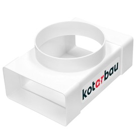 KOTARBAU® T-Piece for Flat Duct Ventilation Ducts 110 x 55 mm with Round Hole Diameter 100 mm Plastic Duct Connector for Ventilation Systems White Flat Duct to Round Pipe Transition Piece for Exhaust