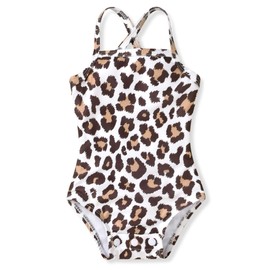 Infant Baby Girls One Piece Swimsuit Leopard Bathing Suit Adjustable Cheetah Swimwear Beach Wear 0-6 Months