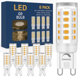 Brantoo G9 LED Bulb Dimmable 2700K Warm White, T4 4W Replacement for 40 Watts Halogen, Flicker-Free, Ceramic Bi-pin Base, GU9 Light Bulbs for Chandeliers & Lamps, 8 Pack
