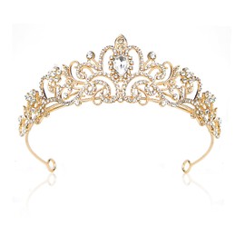 Rierousy Tiara Wedding Crown Women's Crown Bridal Crystal Crown Rhinestone Crown, Wedding Tiara for Weddings, Proms, Pageants, Princess Parties, Birthday Parties etc, Non-Precious Metal, Crystal