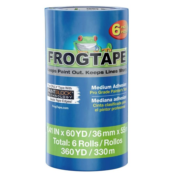 FrogTape Pro Painter's Tape with PAINTBLOCK, Medium Adhesion, 1.41" Wide