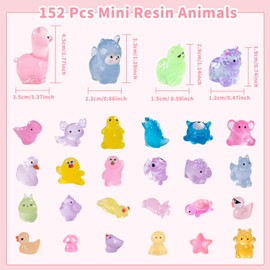 152 Pcs Luminous Mini Resin Animals Tiny Resin Animals Figures to Hide Glow in The Dark Miniature Ducks for Micro Landscape Dollhouse Potted Aquarium Fairy Garden DIY Decor