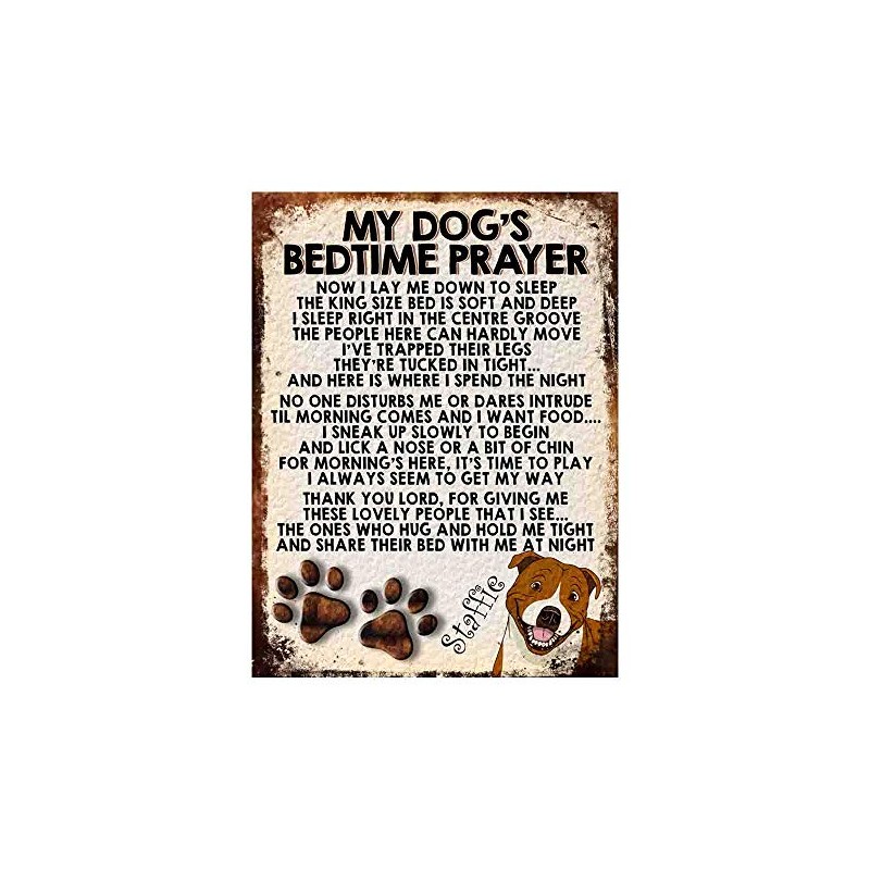 MY DOG'S BEDTIME PRAYER RETRO STYLE METAL TIN SIGN/PLAQUE DOG