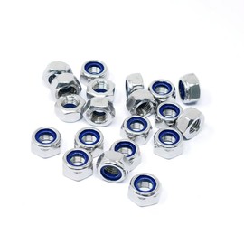 20Pcs M10 x 1mm Nylon Insert Hex Lock Nuts, 304 Stainless Steel Locknuts,Silver Tone (M10x1)