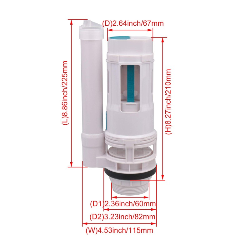 RDEXP White 21cm Height Toilet Bottom Inlet Fill Valve Split
