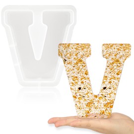 Gartful - Moldes de letras grandes de 7 pulgadas para resina, molde de resina epoxi del alfabeto mayúscula 3D V, moldes de letras de resina gruesa de la A a la Z para hacer letras, arte de letras,