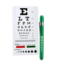 Diagnostic Penlight with Imprinted Pupil Gauge & Pocket Clip Multipurpose Aluminum Flashlight With Snellen Eye Chart Exam Reusable Medical Inspection Pen Light for Nurses, Students, EMT (Green)