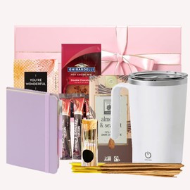 Gifts for Women, Gifts for Men, Gift for Mom, Wife, Girlfriend, Sister, Her, Best Gift Basket, Get Well Soon Package for Women, Holiday Gifts Basket for Women, Christmas gifts for her, Birthday Gift with mixing Coffee Cup, Candle, Journal Notebook, Choco