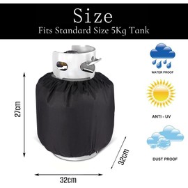 Kovshuiwe 5 kg Cover for Gas Bottle, Gas Bottle Cover, Gas Bottle Cover, 600D Oxford Fabric, Waterproof, Windproof, UV-Resistant, Heater Cover Diameter 32 x 27 cm
