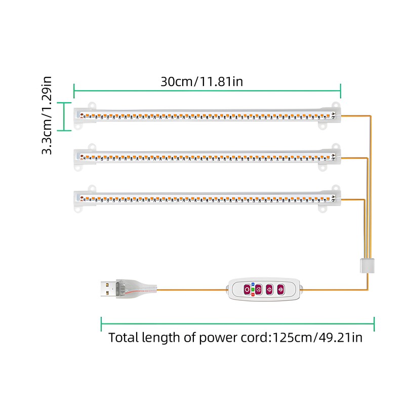 LED Plant Grow Light Strips 6.2W 126LED 82.6lm Bright Grow