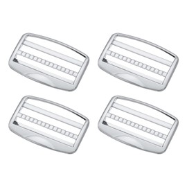 sourcing map 4Pcs Metal Slide Buckle, 2" Metal Zinc Alloy Adjustable Buckle, Flat Slide Strap Release Buckles for Backpack Purse Webbing Strap, Silver Tone