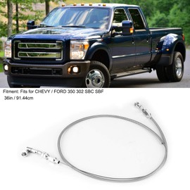 Qiilu Accelerator Cable, Throttle Control Cable 36in Throttle Cable Replacement Fits for Ford 350 302 SBC Stainless Steel Braided