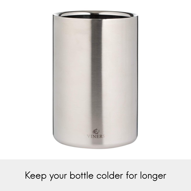 Viners Barware Wine Cooler Double Wall Silver 1.3L, Stainless Steel