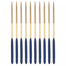 uxcell Diamond Needle Files, 3mm x 140mm Titanium Coated Round Type File Handles Hand Tool for Metal Wood Stone Marble 6pcs
