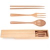 4Pcs/Set Chopsticks and Spoon Set Portable Wooden Tableware with Box