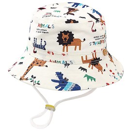 Kiniris Bob Cotton Baby Girls and Boys UV Resistant Hat Sun Hat Bob Children Foldable Summer Cartoon Animal Travel Beach Outdoor, Animal white?