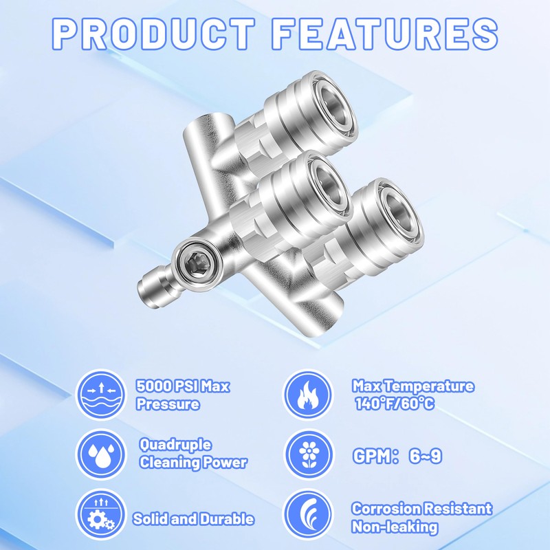 Triple Pressure Washer Tips, 3-in-1 Power Washer Nozzle, 3 Nozzle