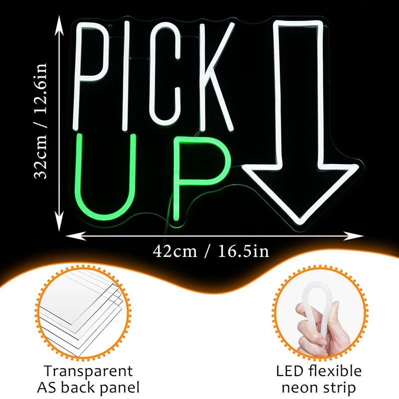 LISIGNVE Pick Up Neon Sign Adjustable Brightness Business Neon Light