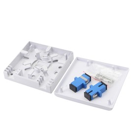 GELRHONR FTTH Fiber Panel Box Enclosure, 2 Core Fiber Optic Terminal Distribution Junction Box Double-Port SC/UPC Type Panel Box ABS Plastic Outdoor Waterproof Dustproof DIY Case