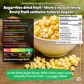 Oh! Nuts Dried Apple - 1 lb - Dried Fruit Diced - No Added Sugar - Dehydrated Fruit Bites - Packed in New York Zip-Seal Bag for Exceptional Freshness