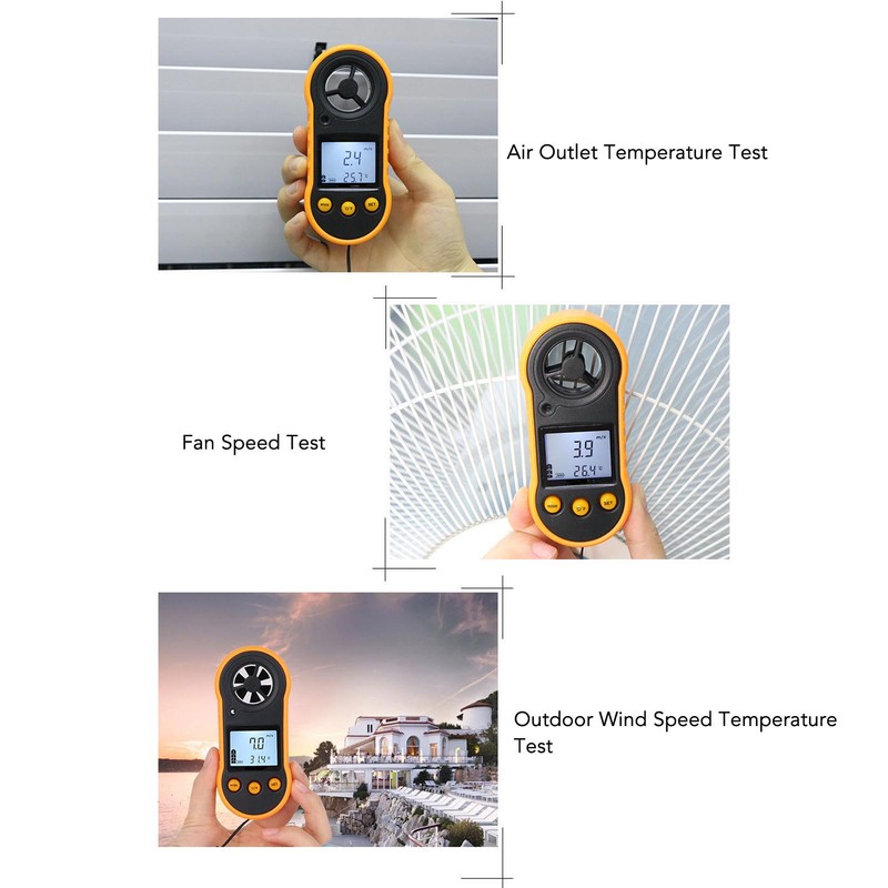 Digital Anemometer LCD Screen Handheld Wind Speed Meter Wind Temperature