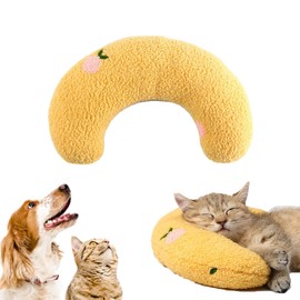 ZEPIQOR 1 Piece Cushion for Cats Dogs U-Shaped Pillow for Sleeping, Pet Cushion Cat Cushion Plush Pet Toy for Sleeping Cat Cuddly Toy for Rest, Playing (Light Yellow)