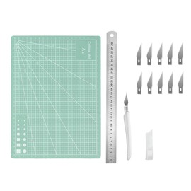 Self Healing Cutting Mat, Craft Hobby Knife Exacto Knife with 10 Pcs Stainless Steel Blade Kit for DIY Art Work Cutting, Hobby, Stencil, Scrapbooking-23pack (A4+white)