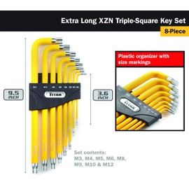 Titan 12733 Extra-Long Arm Triple Square Key Set - 8 Piece