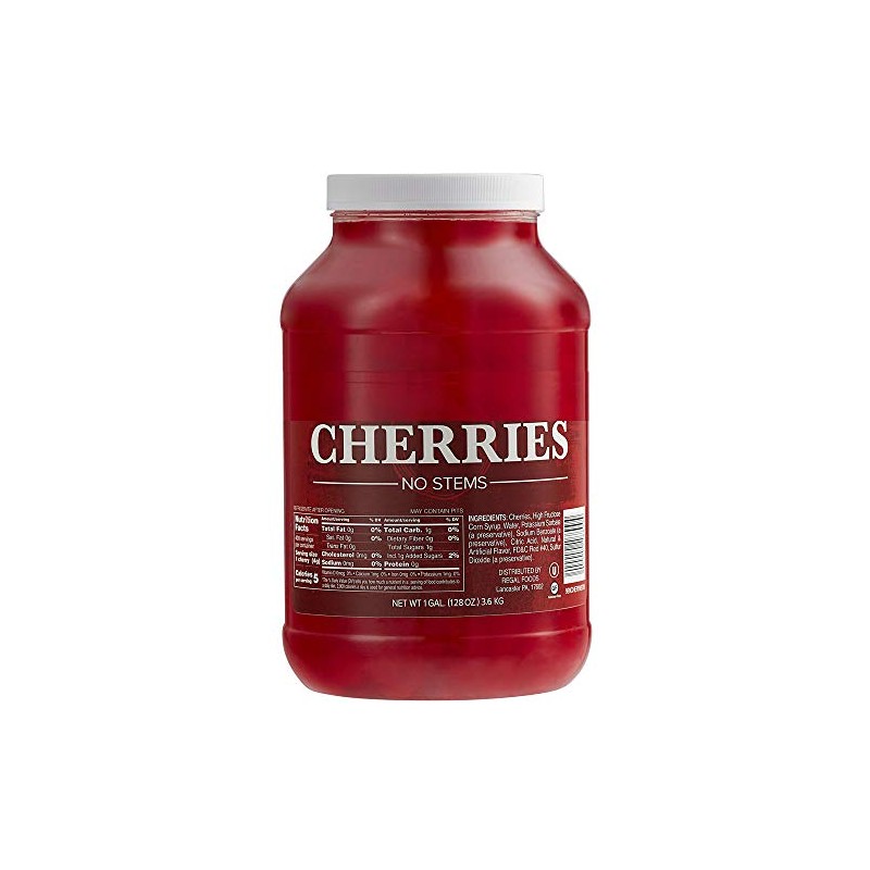 Maraschino Cherries Without Stems 1 Gallon Jar - 4/Case