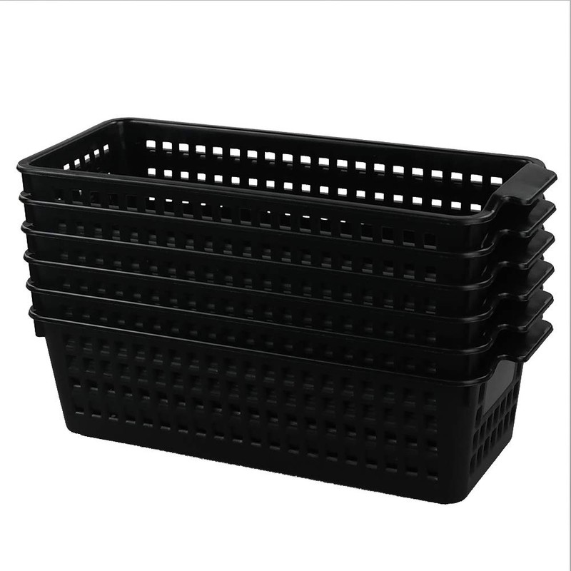 Begale 6 Pack Slim Plastic Storage Baskets, Plastic Small Cupboard