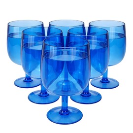 yongzhenlite Set of 6 Acrylic Wine Goblets,12 oz plastic Wine Glasses Drinkware,Unbreakable and BPA-Free,5.5" Tall x 3" Diameter, for Indoor & Outdoor Use (Blue)