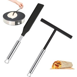WEIWUXIAN Set of 2 Baking Cooking Baking Tools, Stainless Steel Dough Distributor, Stainless Steel Crepes Spatula, Crepes Accessories Crepes Set, Kitchen Aid for Home Kitchen Baking Cooking