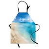 Ambesonne Beach Apron, Sunny Summer Seashore with Clear Sky Seashells