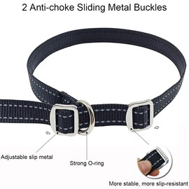 YUCFOREN 10FT 15FT 20FT Anti-Choke Long Slip Lead Dog Leash, 3/4" Wide Nylon Reflective Leash No Pull Training Lead for Medium Large Dogs (15FT * 3/4" Black)