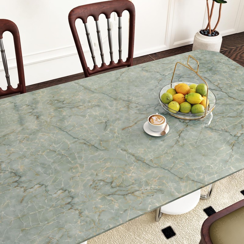 EPPKILY 15.7"×196.9" Green Marble Contact Paper Peel and Stick Countertops