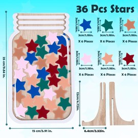ONECK Reward Glass for Children with 36 Stars, Reward System Classroom Large Reward Glasses for Good Behavior Reward Jar Stars Wooden Stimulation Glass for Home and School Use