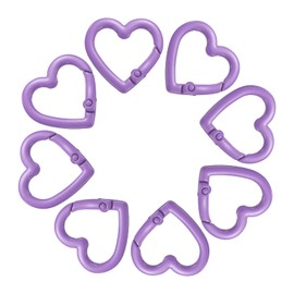 uxcell 8 Pcs Heart-Shaped Spring Snap Clip 1 Inch Keyrings Trigger Buckle Hook Fasteners for Keychains Bags Purse Handbags DIY Crafts, Purple
