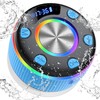 Bluetooth Shower Speaker, Portable Bluetooth 5.3 Speakers Wireless with Time Display, IP7 Waterproof Speaker with RGB Lights, Stereo Bass, Suction Cup, Mini Speaker for Bathroom Party Outdoor, Azure
